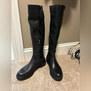 Black Leather Knee-High Boots